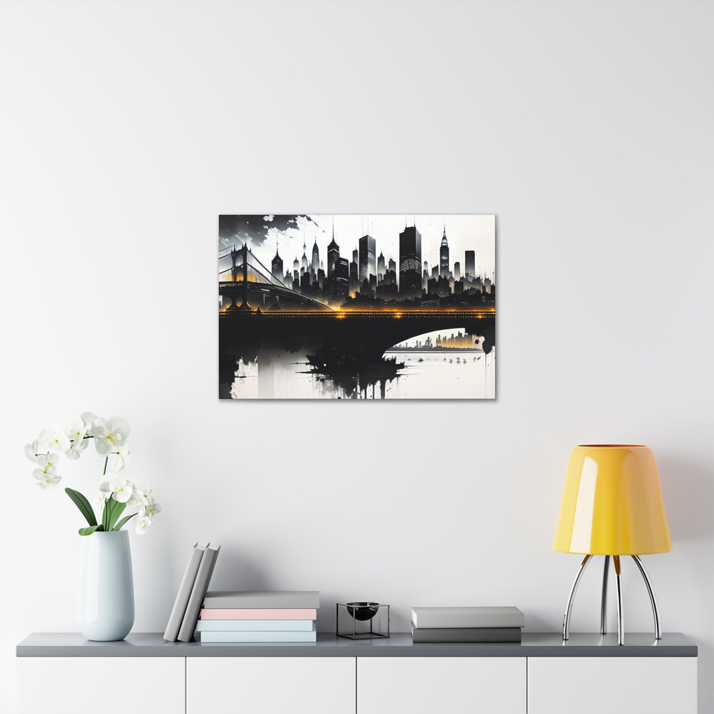 Abstract Cityscape, Canvas Wall Art, Black & White, Contrast, Living Room, Game Room, Bed Room