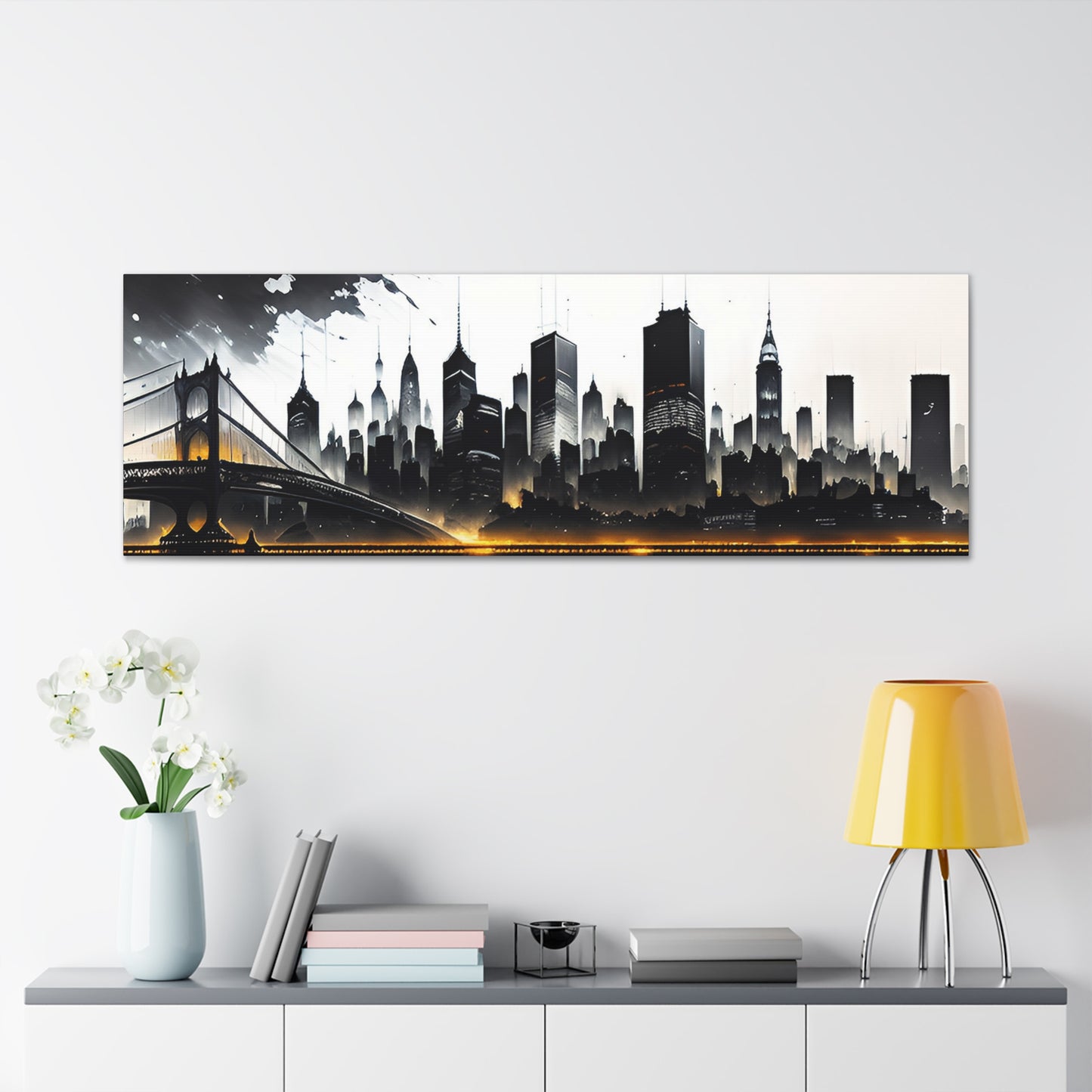 Abstract Cityscape, Canvas Wall Art, Black & White, Contrast, Living Room, Game Room, Bed Room