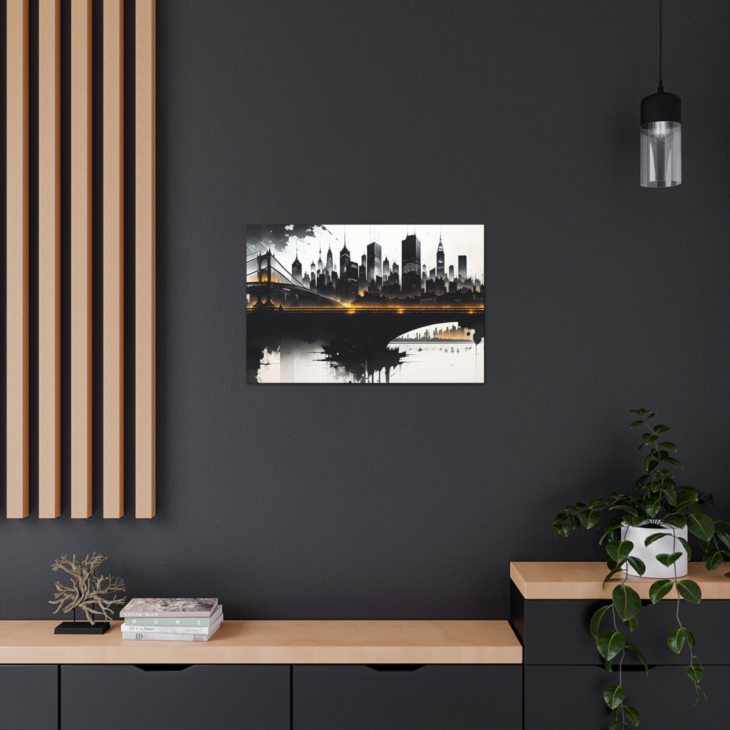 Abstract Cityscape, Canvas Wall Art, Black & White, Contrast, Living Room, Game Room, Bed Room