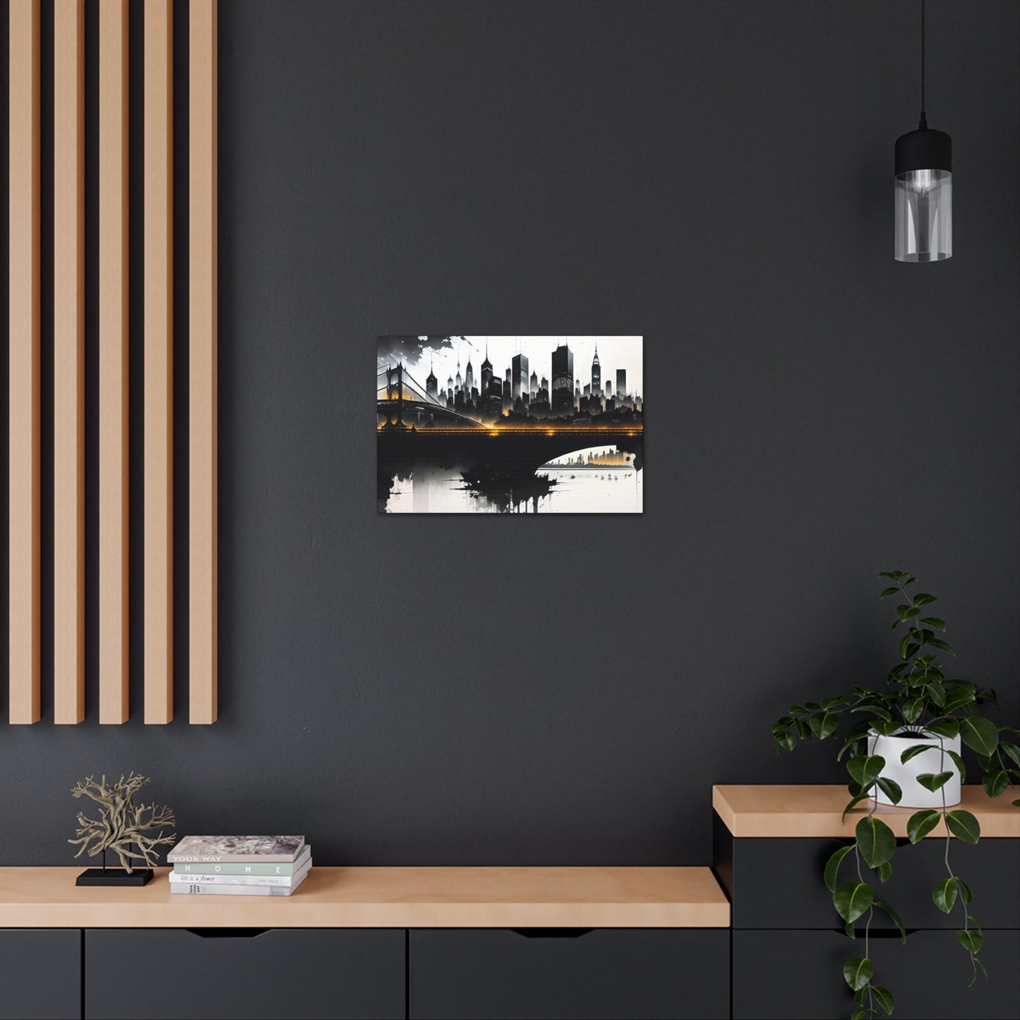 Abstract Cityscape, Canvas Wall Art, Black & White, Contrast, Living Room, Game Room, Bed Room