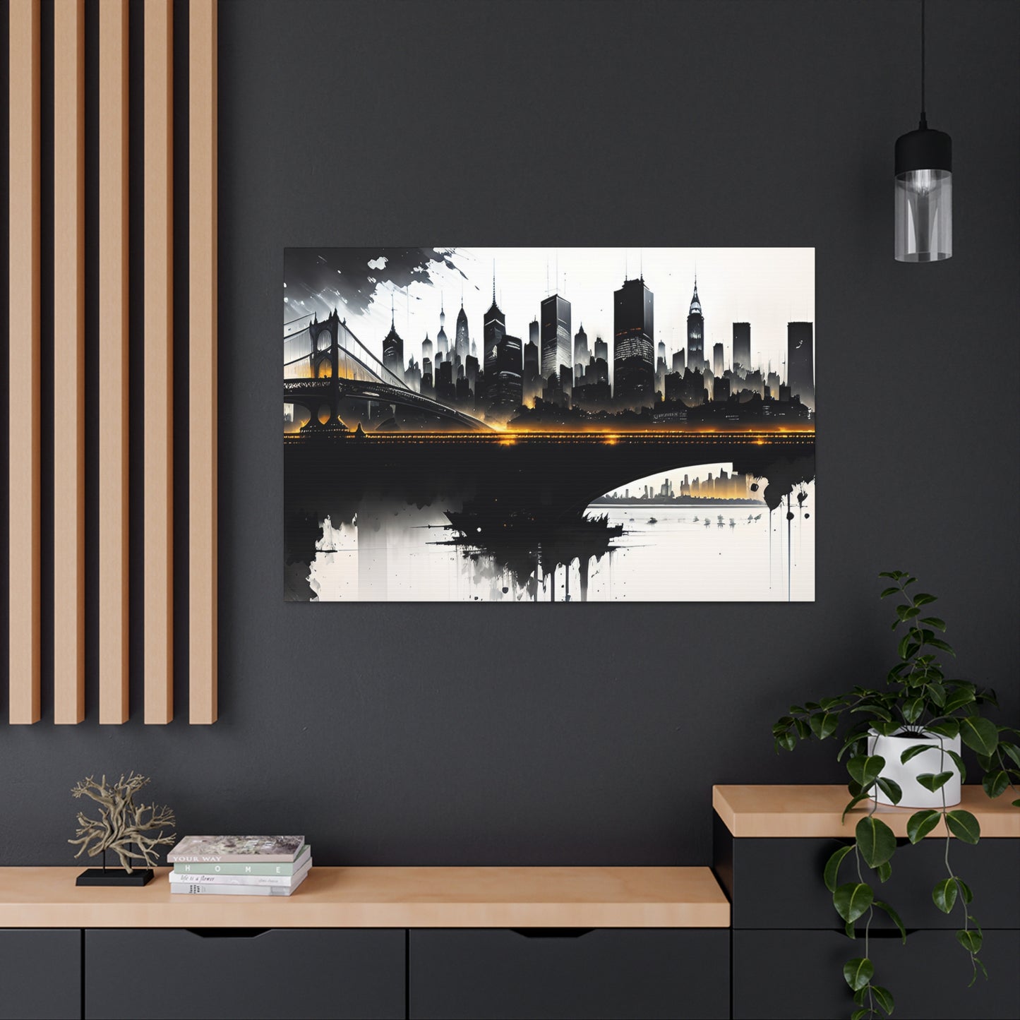 Abstract Cityscape, Canvas Wall Art, Black & White, Contrast, Living Room, Game Room, Bed Room