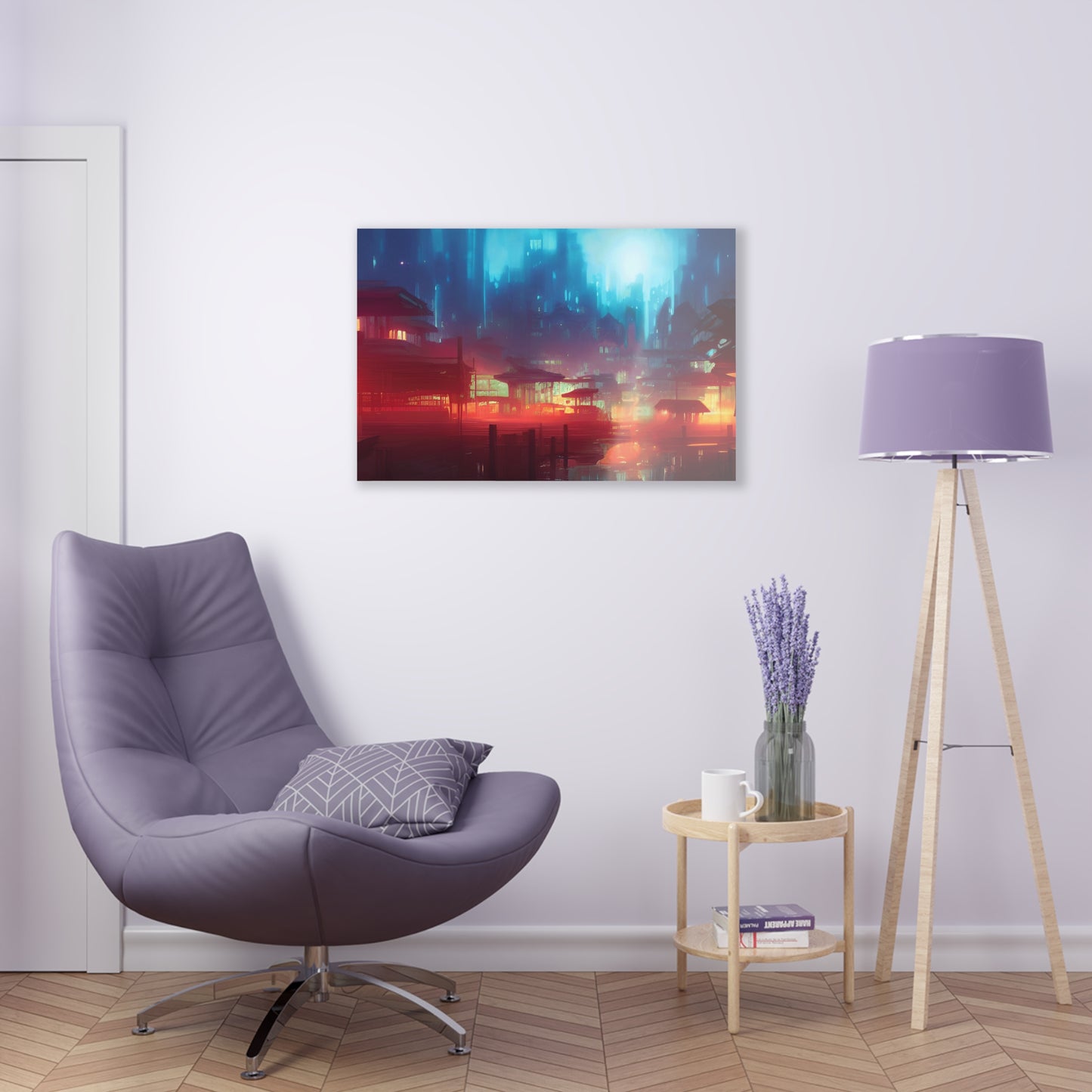 Ambient City, Wall Art, Beautiful Colorful Cityscape, Abstract, Living Room, Game Room, Acrylic Glass Print