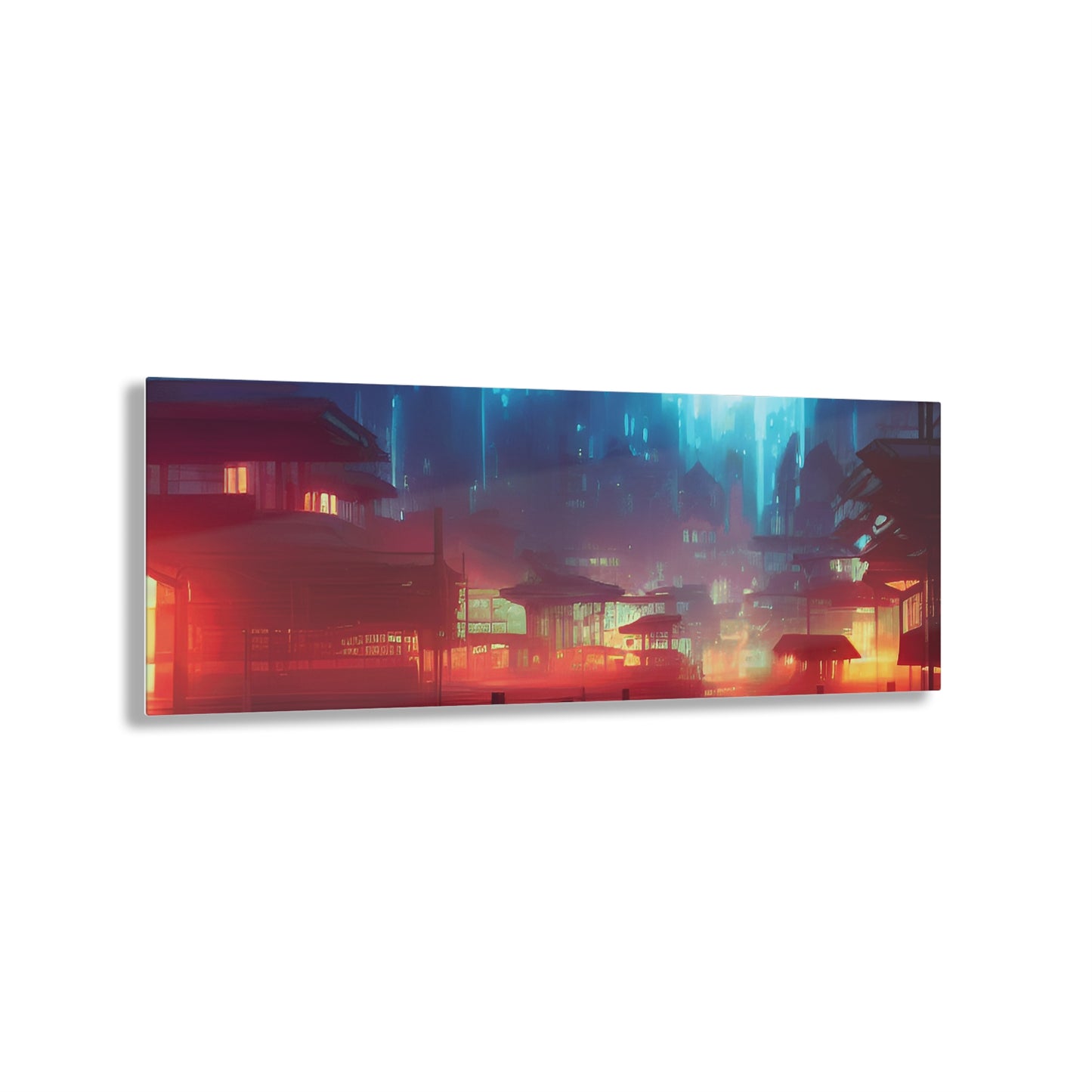 Ambient City, Wall Art, Beautiful Colorful Cityscape, Abstract, Living Room, Game Room, Acrylic Glass Print