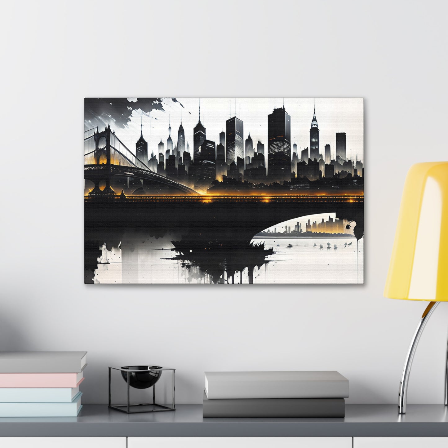 Abstract Cityscape, Canvas Wall Art, Black & White, Contrast, Living Room, Game Room, Bed Room