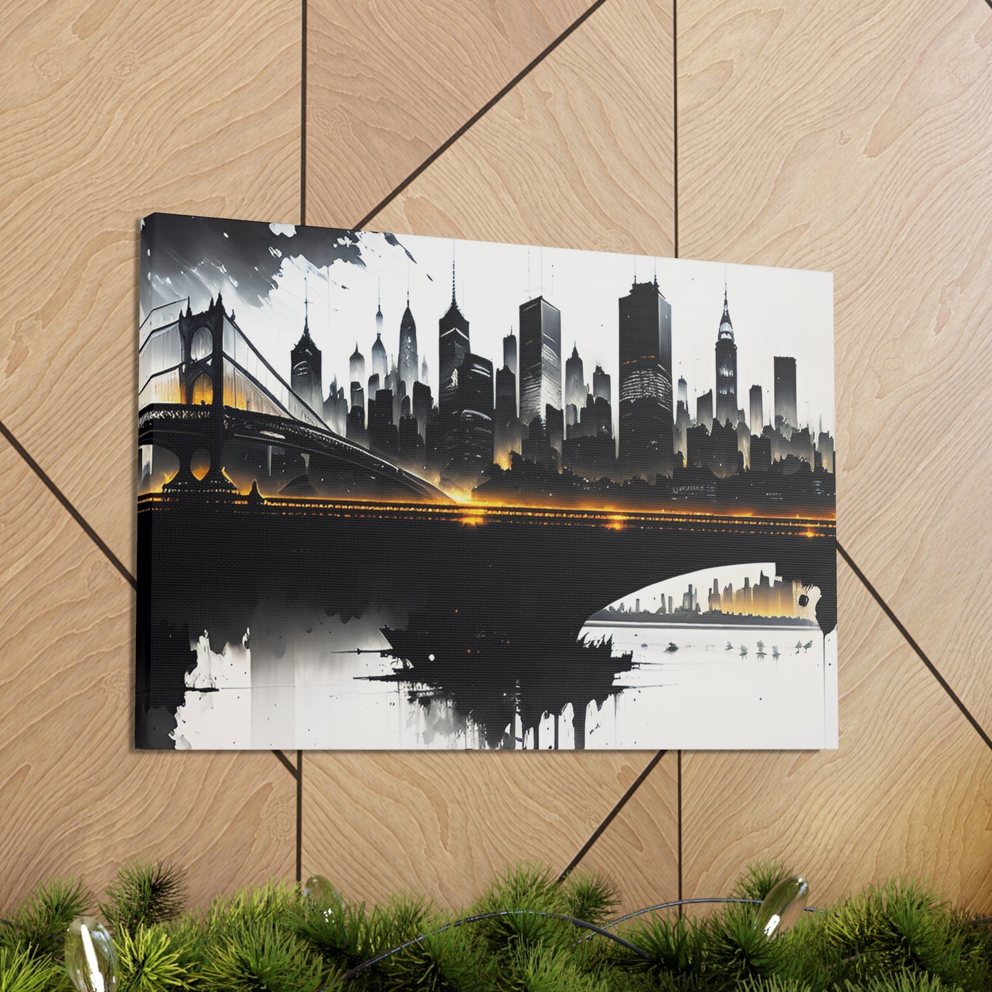 Abstract Cityscape, Canvas Wall Art, Black & White, Contrast, Living Room, Game Room, Bed Room